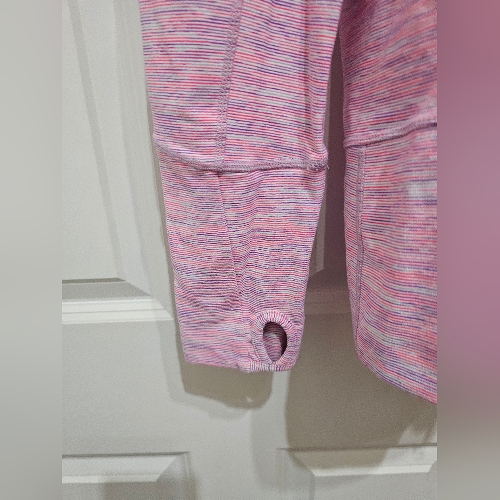 ​Lululemon Define Jacket Luon Pink Purple Space Dye Stripe White Trim Size 8 - Picture 4 of 8